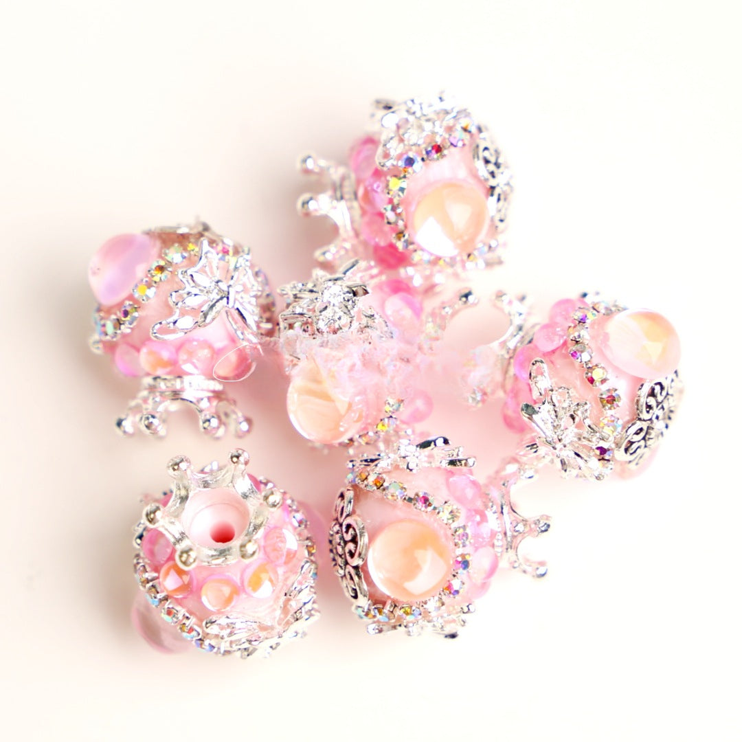 Wholesale Crown Cat Eye Acrylic Beads Diamond Chain Beads